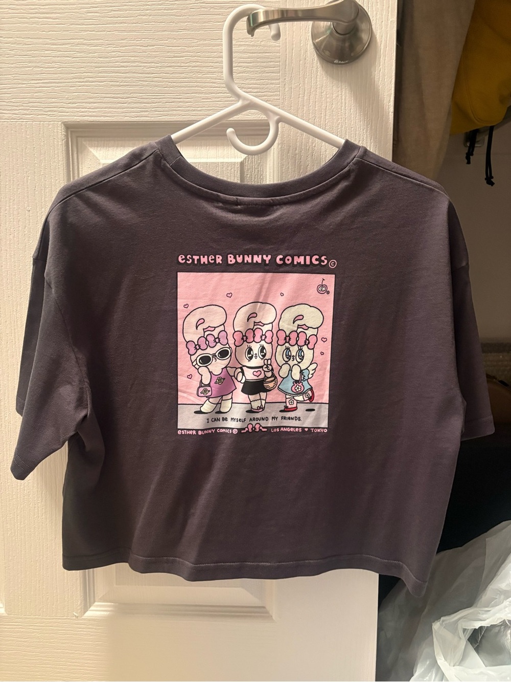 Uniqlo Purple Graphic Esther Bunny Comics Short Sleeve Tee with Pink Print